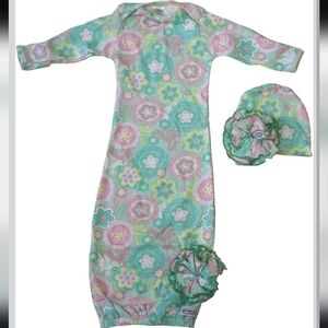 Woombie Indian Cotton Gowns Plus Hat, Pink Chevron, 16-23  Pounds 100% Cotton